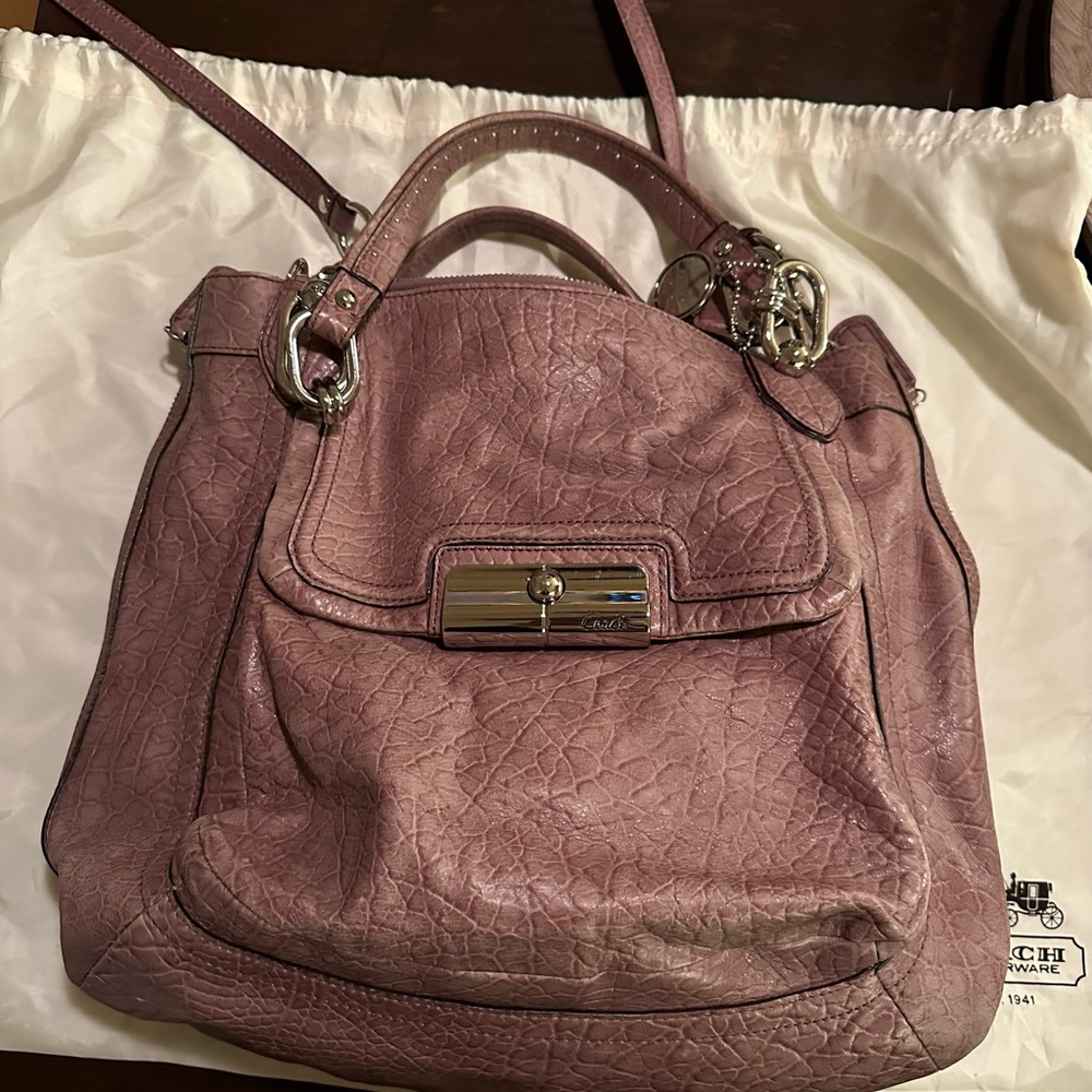 Dusty Rose authentic Coach Kristin crocodile leather tote bag
